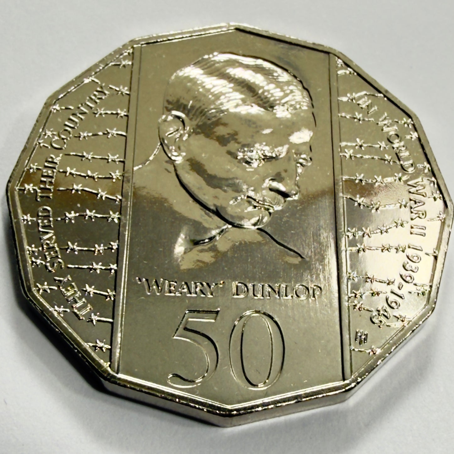 1995 50 Cent Coin - Weary Dunlop - Choice Uncirculated - Fifty Cent-Ex MINT SET