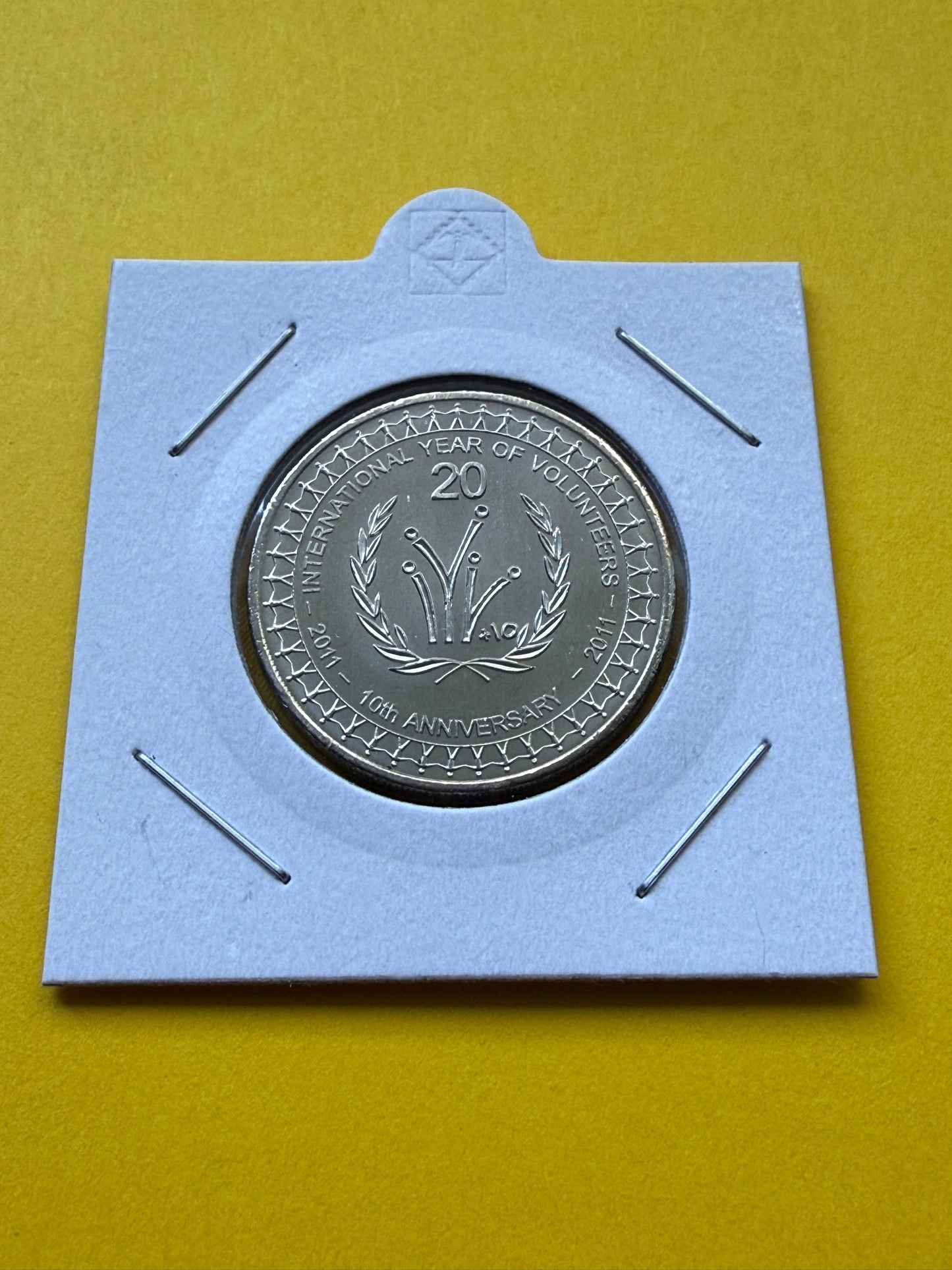2011 20 Cent Coin - Uncirculated - Year of Volunteers Anniversary - in 2x2 - New Age Numismatics