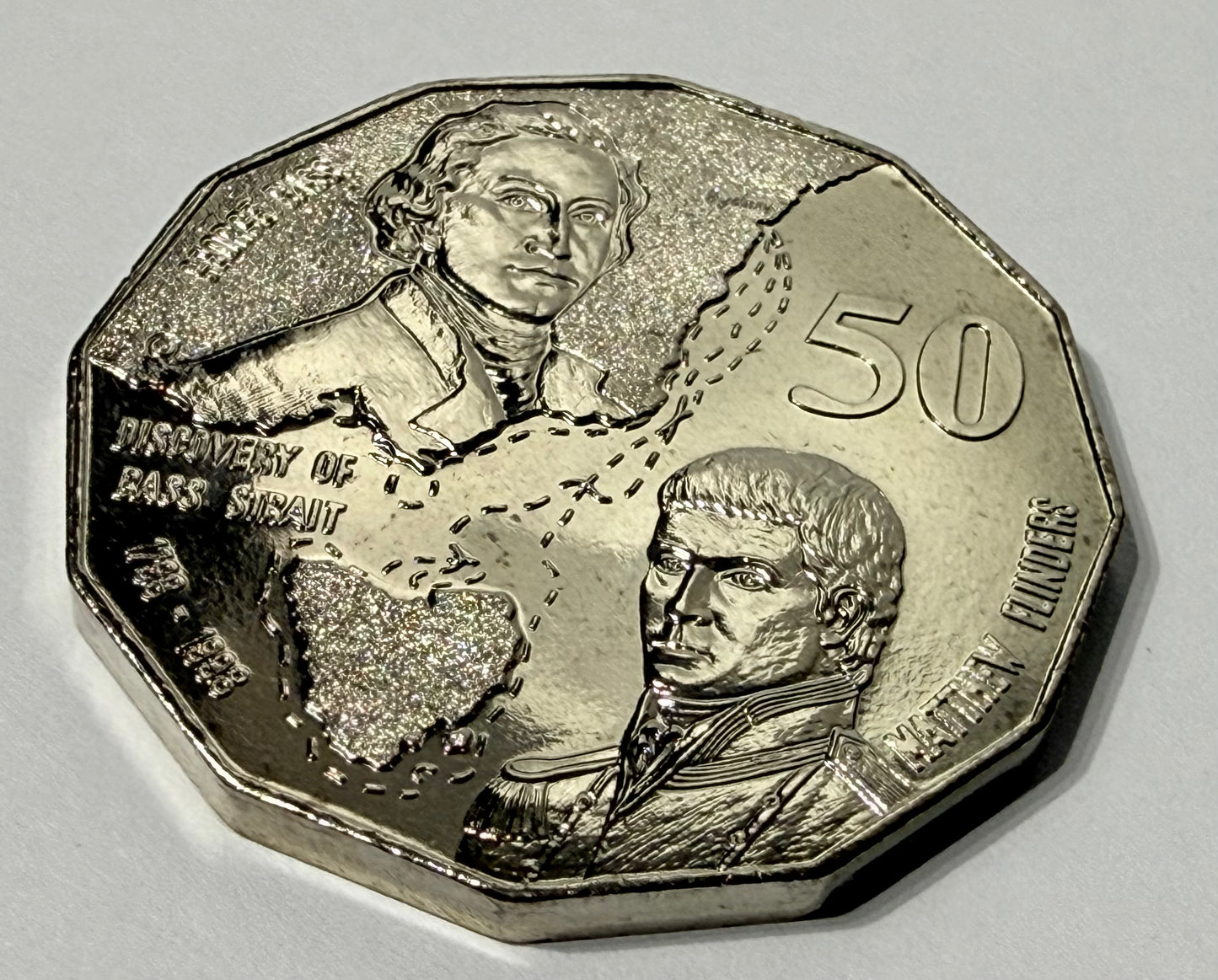 1998 50 Cent Coin - Choice Uncirculated - Bass and Flinders - comes in 2x2