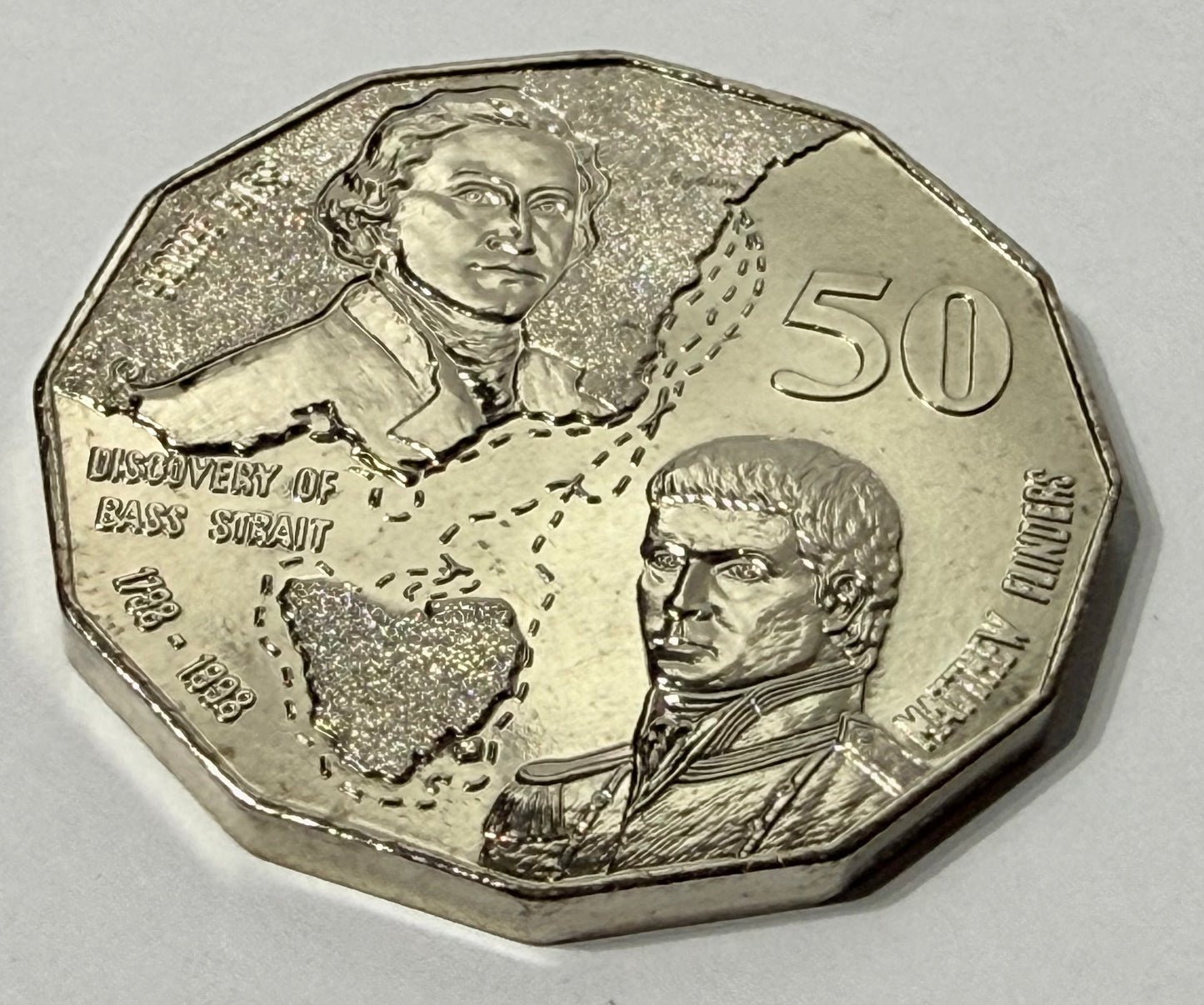 1998 50 Cent Coin - Choice Uncirculated - Bass and Flinders - comes in 2x2
