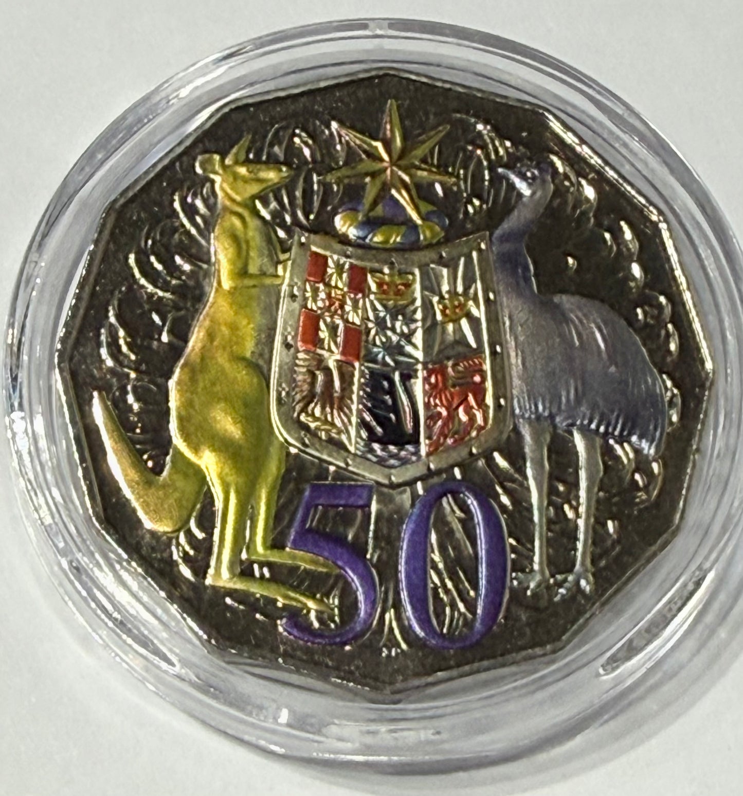 2012 50 Cent Hypercolour Coin - Uncirculated - in Lighthouse Capsule FREE POST