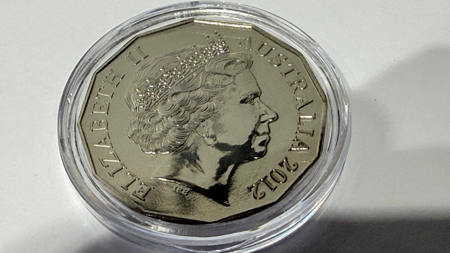 2012 50 Cent Hypercolour Coin - Uncirculated - in Lighthouse Capsule FREE POST