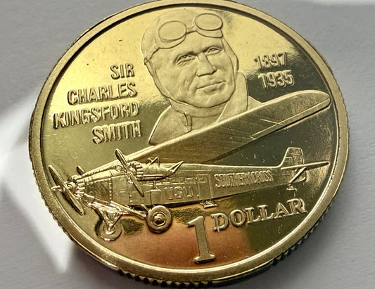 1997 $1 Proof Coin - Sir Charles Kingsford Smith - One Dollar - comes in 2x2