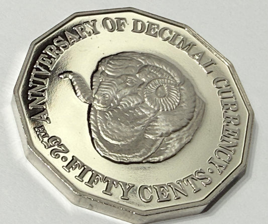 1991 50 Cent Proof Coin - Rams Head - comes in 2x2