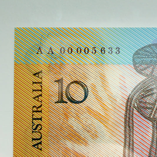 1988 $10 Bicentennial Note - Folder Issue 1st Prefix AA00 005633 - Polymer $10