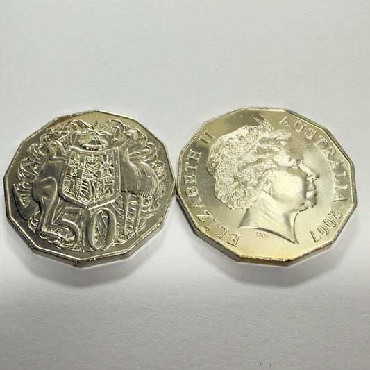 2007 50 Cent Coin - Uncirculated - Coat of Arms - comes in 2x2