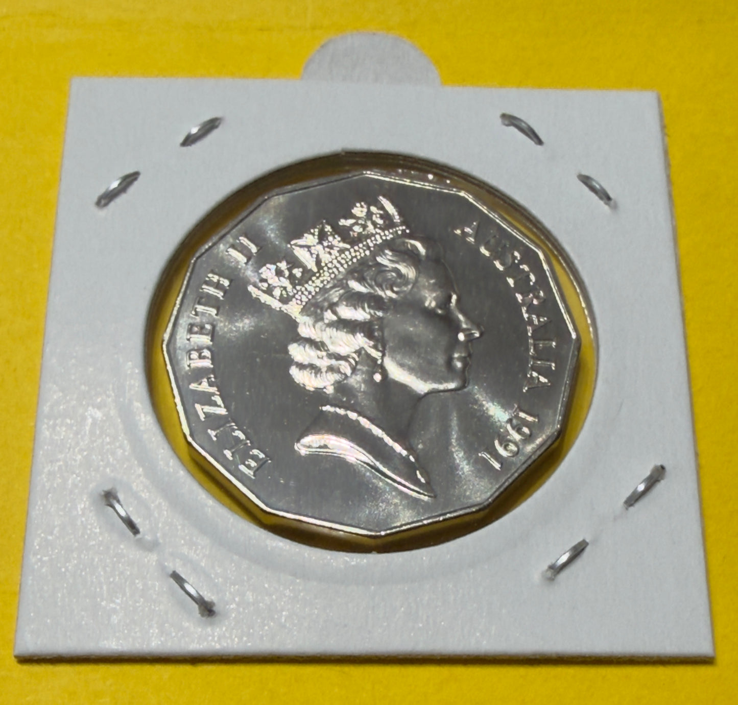 1991 50 Cent Coin - RAMS HEAD - Choice Uncirculated - Ex MINT SET Coin - in 2x2