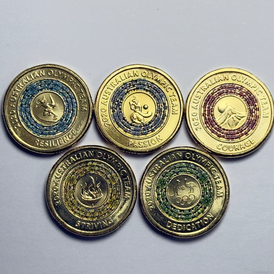 2020 $2 Tokyo Olympics 5 Coin Set - Uncirculated Two Dollar - in 2x2s