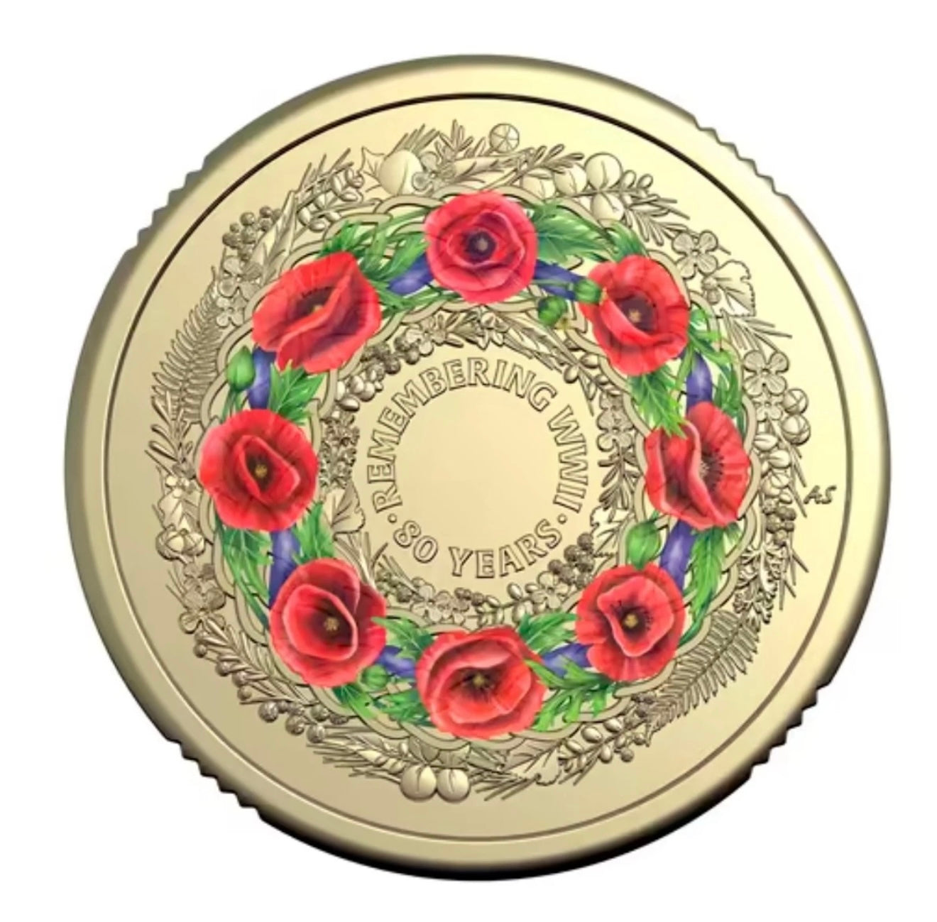 2025 $2 Remembrance Poppy Wreath - Uncirculated - 80 Years WWII Coloured Coin - New Age Numismatics