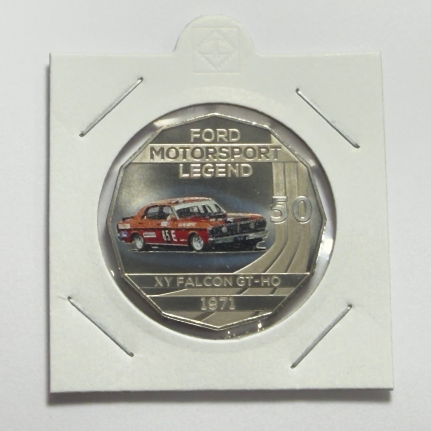 2018 50 Cent Coloured Coin - XY Falcon GT-HO 1971 - Uncirculated in 2x2