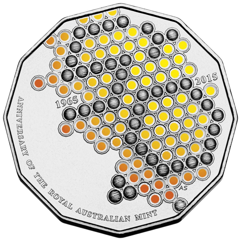 2015 50 Cent - 50th Anniversary of the RAM Coloured Coin - New Age Numismatics