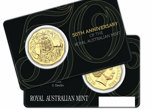 2015 50 Cent Coin - Gold Plated - 50th Anniversary of Royal Australian Mint - New Age Numismatics
