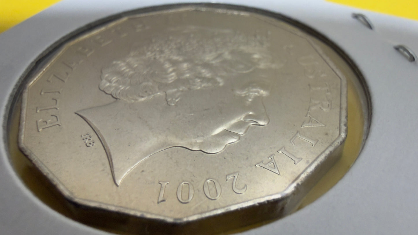 2001 50 Cent Coin - Centenary of Federation - Uncirculated - comes in 2x2