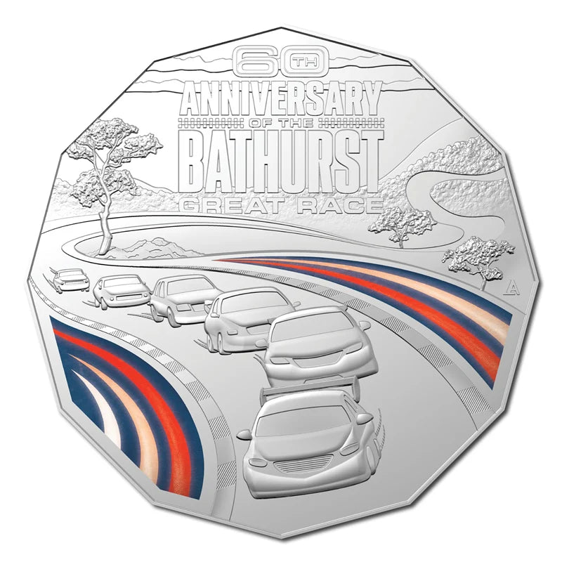 2023 50 Cent Coin - Bathurst Coloured Fifty - 60th Anniversary - Uncirculated - New Age Numismatics