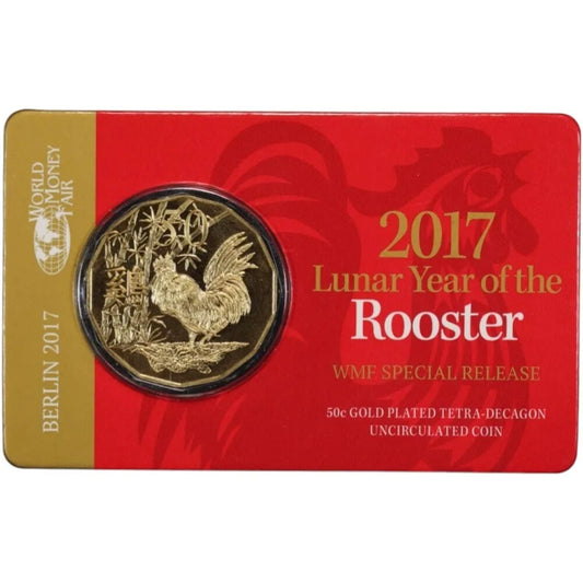 2017 Lunar Year of the Rooster - WMF Special Release - Gold Plated 50 Cent - New Age Numismatics