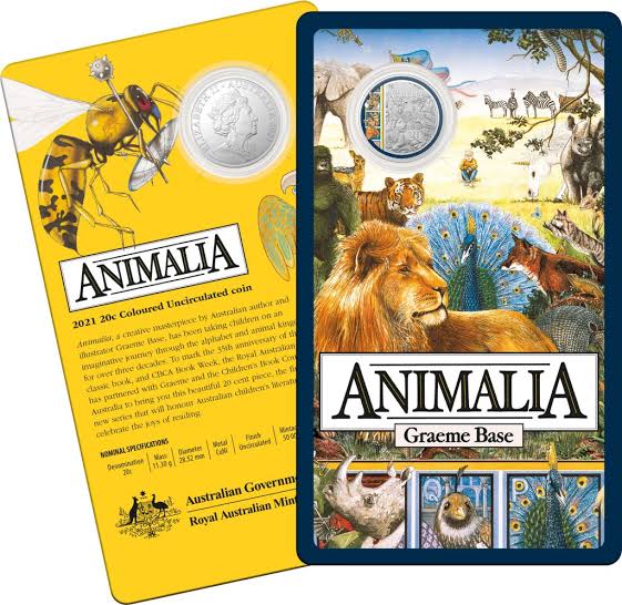 2021 20 Cent Coloured Coin - Animalia Carded 20c Coin - Twenty Cent - New Age Numismatics