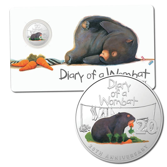 2022 20 Cent Coloured Coin - Diary of A Wombat 20th Anniversary 20c - New Age Numismatics