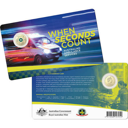 2021 $2 C Mint - Australian Ambulance Services  - When Seconds Count - New Age Numismatics