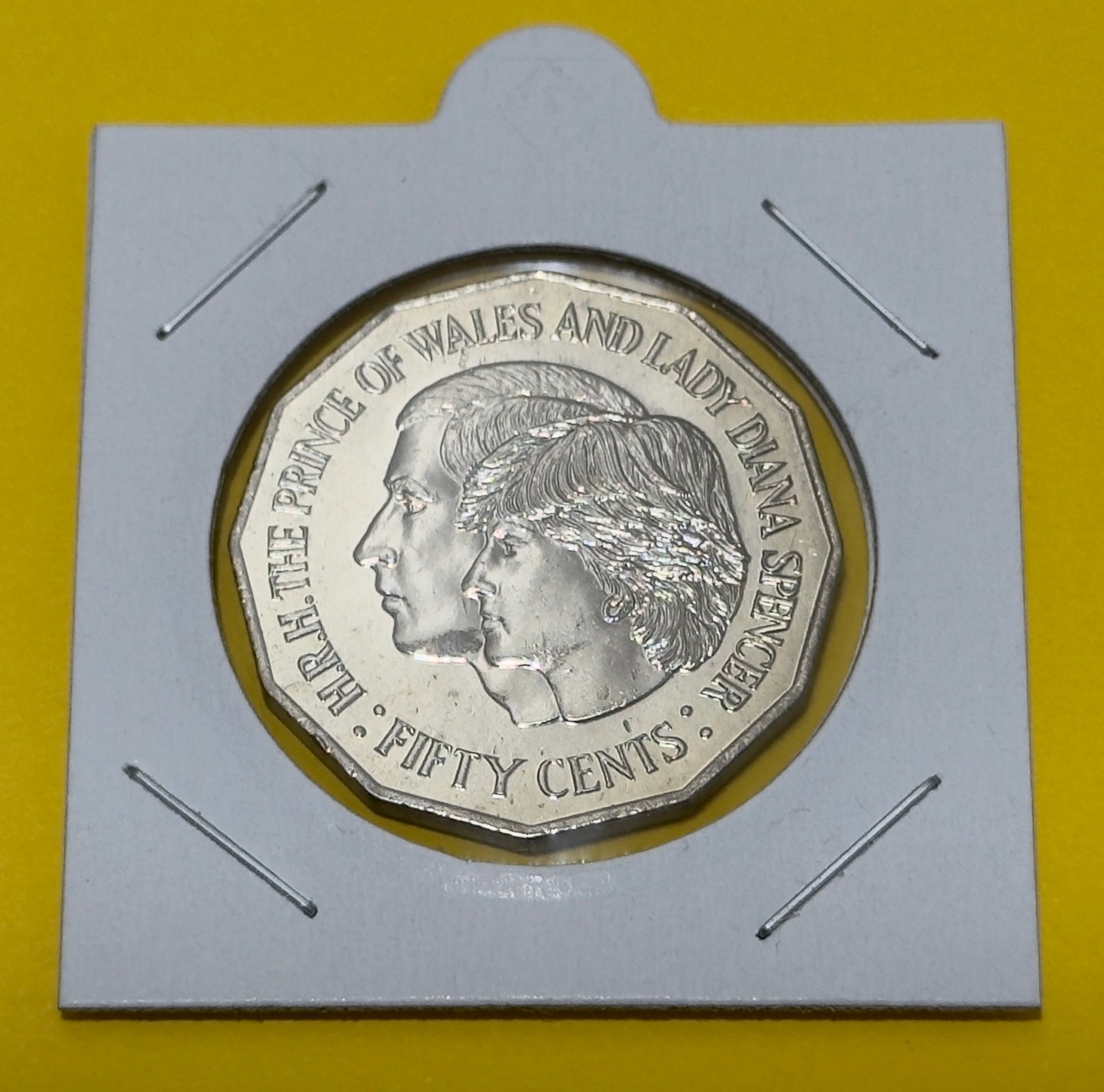 1981 50 Cent Coin - Prince of Wales & Lady Diana - Uncirculated - comes in 2x2