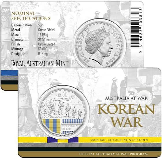 2016 Australia At War - 50 Cent - Korean War - Fifty Cent Coloured Coin - New Age Numismatics