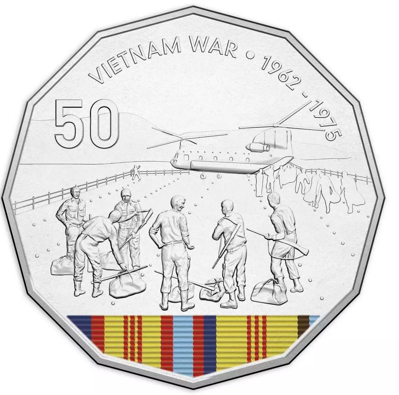 2016 50 Cent Vietnam War Colour Printed Coin - Australia at War Series - New Age Numismatics