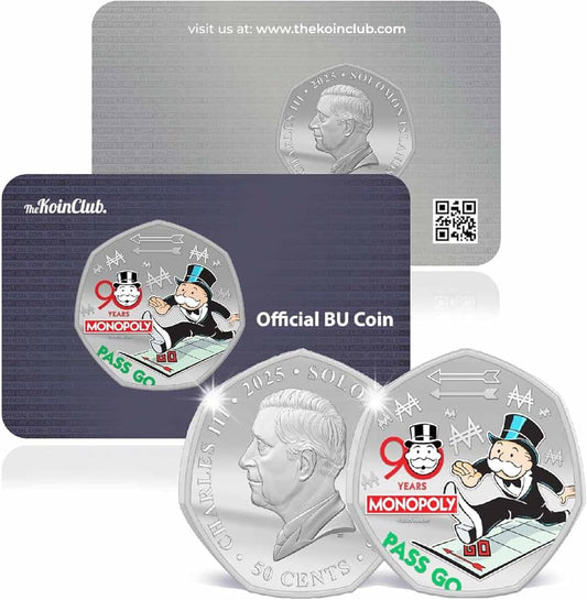 90 Years of Monopoly 2025 - Pass Go Commemorative 50 Cent Coin BU - Limited Edition Solomon Islands Legal Tender - New Age Numismatics
