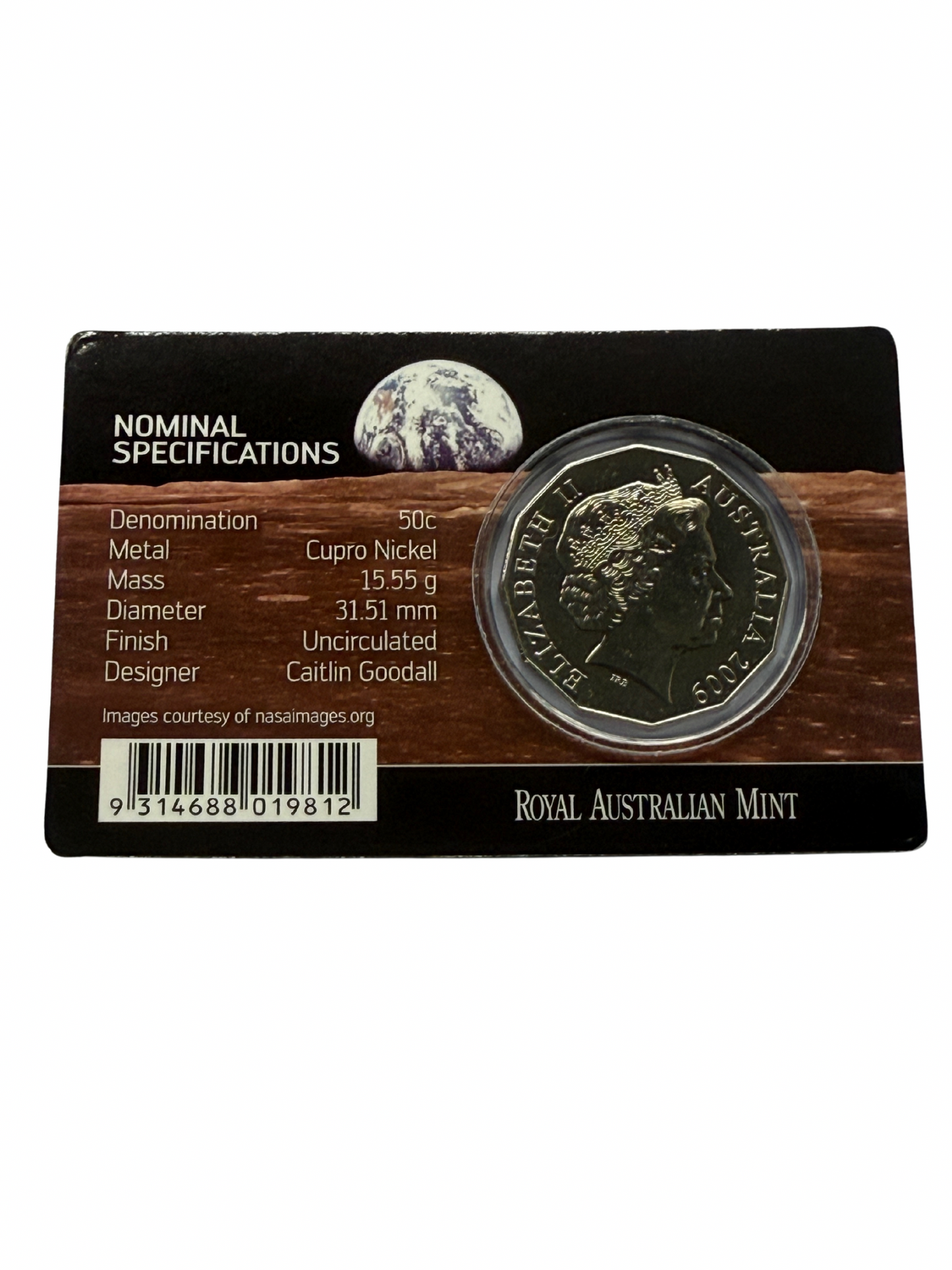 2009 50 Cent UNC Coin - 40th Anniversary of Moon Landing - Fifty Cent - New Age Numismatics