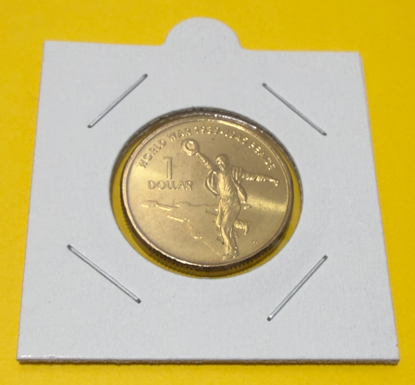 2005 $1 Dancing Man Coin - Uncirculated - 60th Anniversary Of WW2 - In 2x2