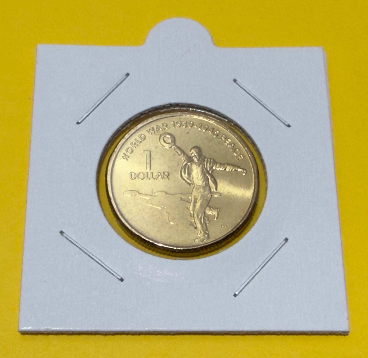 2005 $1 Dancing Man Coin - Uncirculated - 60th Anniversary Of WW2 - In 2x2