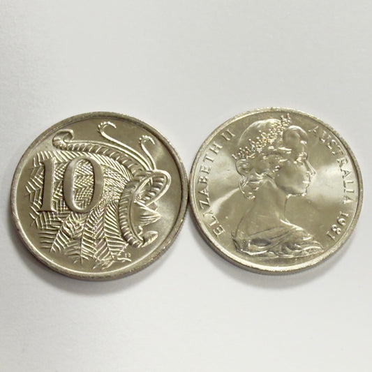 1981 10 Cent Coin - Uncirculated - Ten Cent 10c Ex RAM ROLL - comes in 2x2