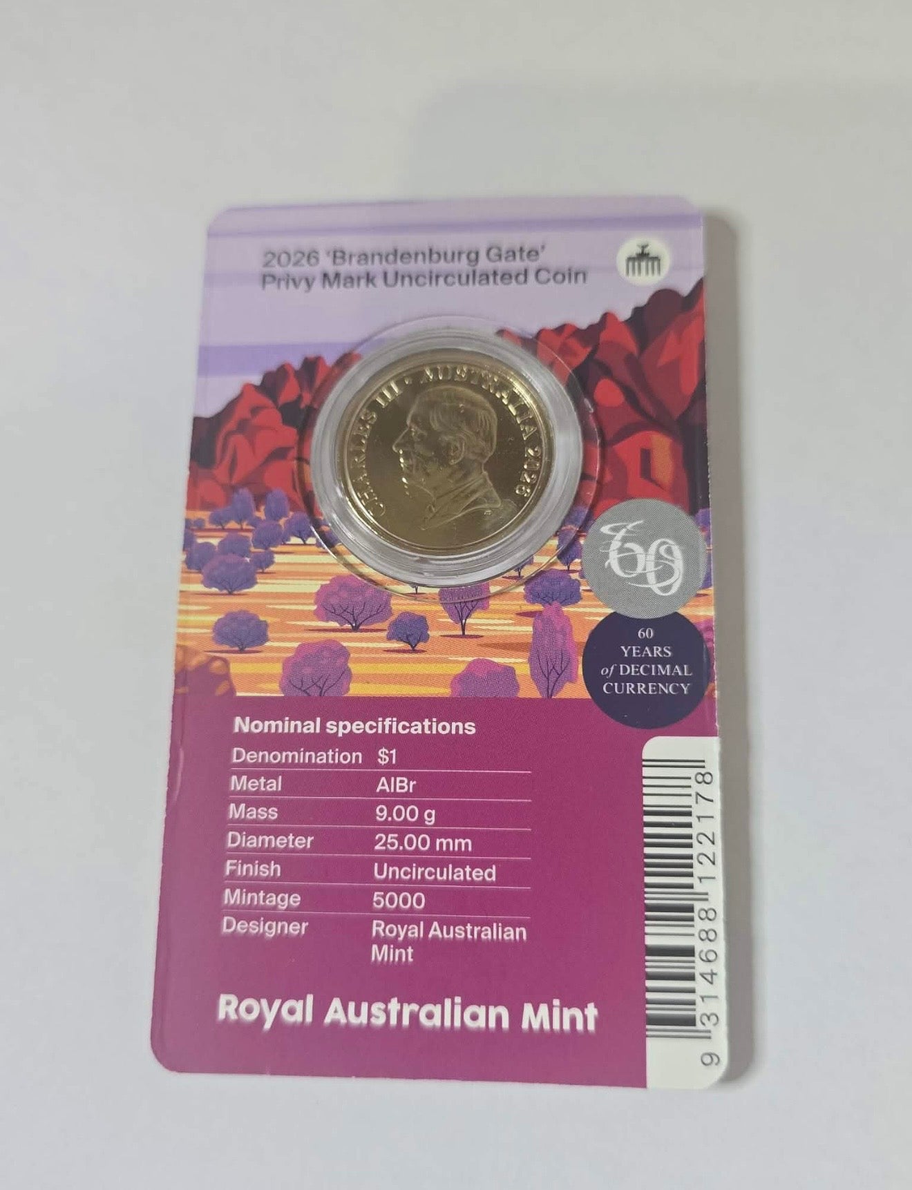 2026 $1 Mob of Roos - Brandenburg Gate Privy Mark UNC - In Hand