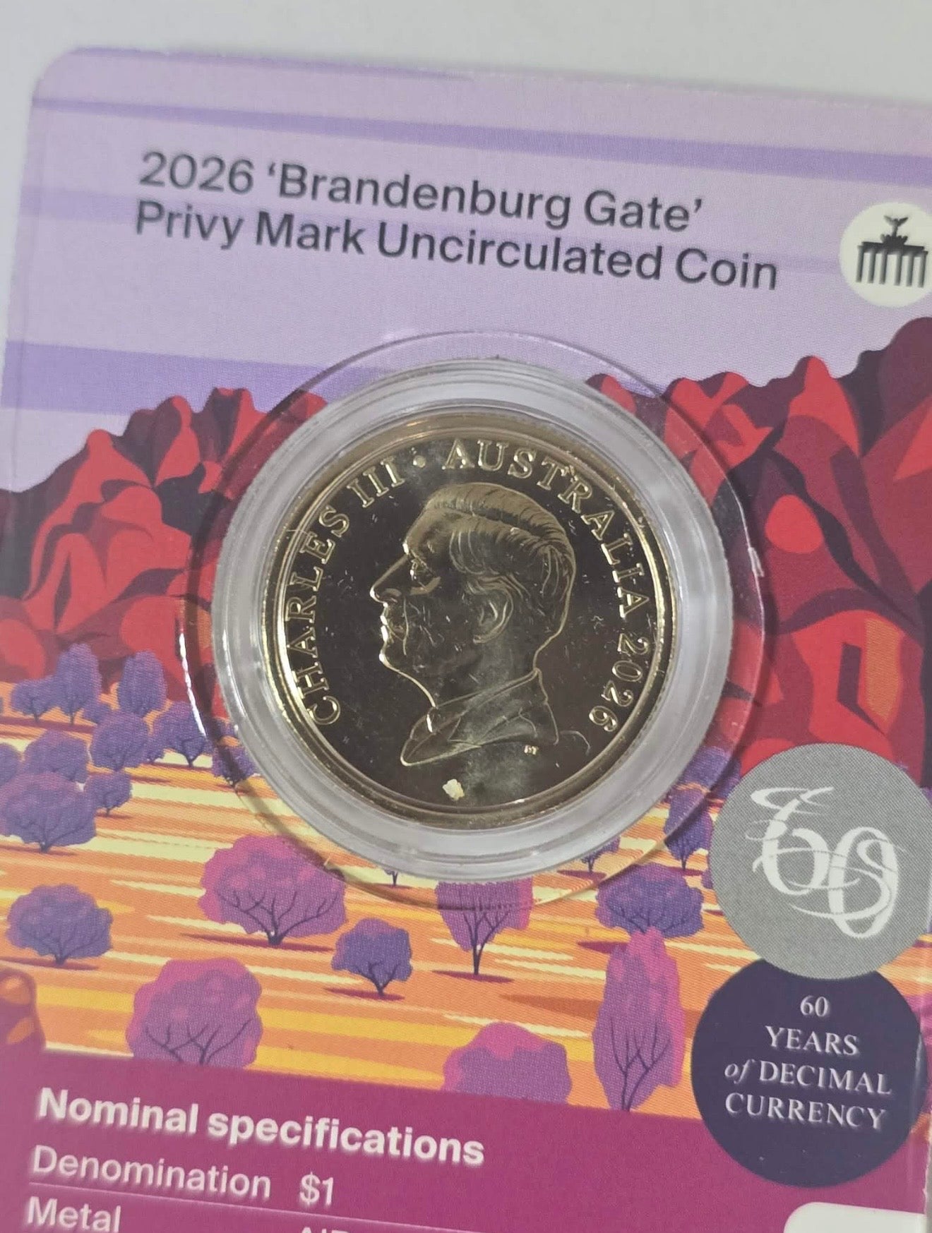 2026 $1 Mob of Roos - Brandenburg Gate Privy Mark UNC - In Hand
