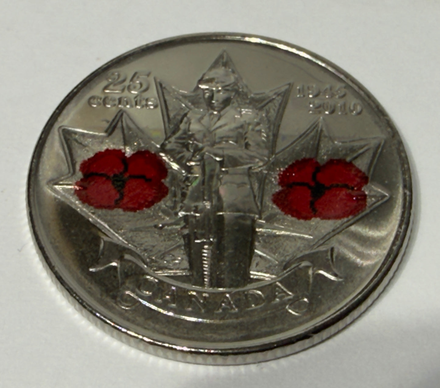 2010 Canadian Poppy Quarter - Coloured Double Poppy - Uncirculated 25 Cent Coin