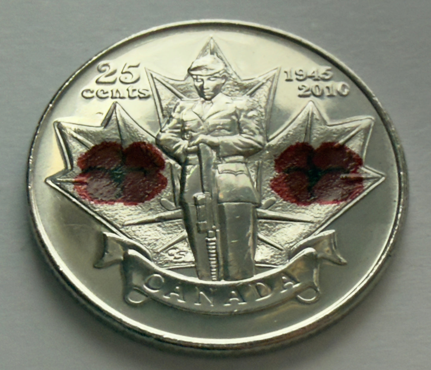 2010 Canadian Poppy Quarter - Coloured Double Poppy - Uncirculated 25 Cent Coin