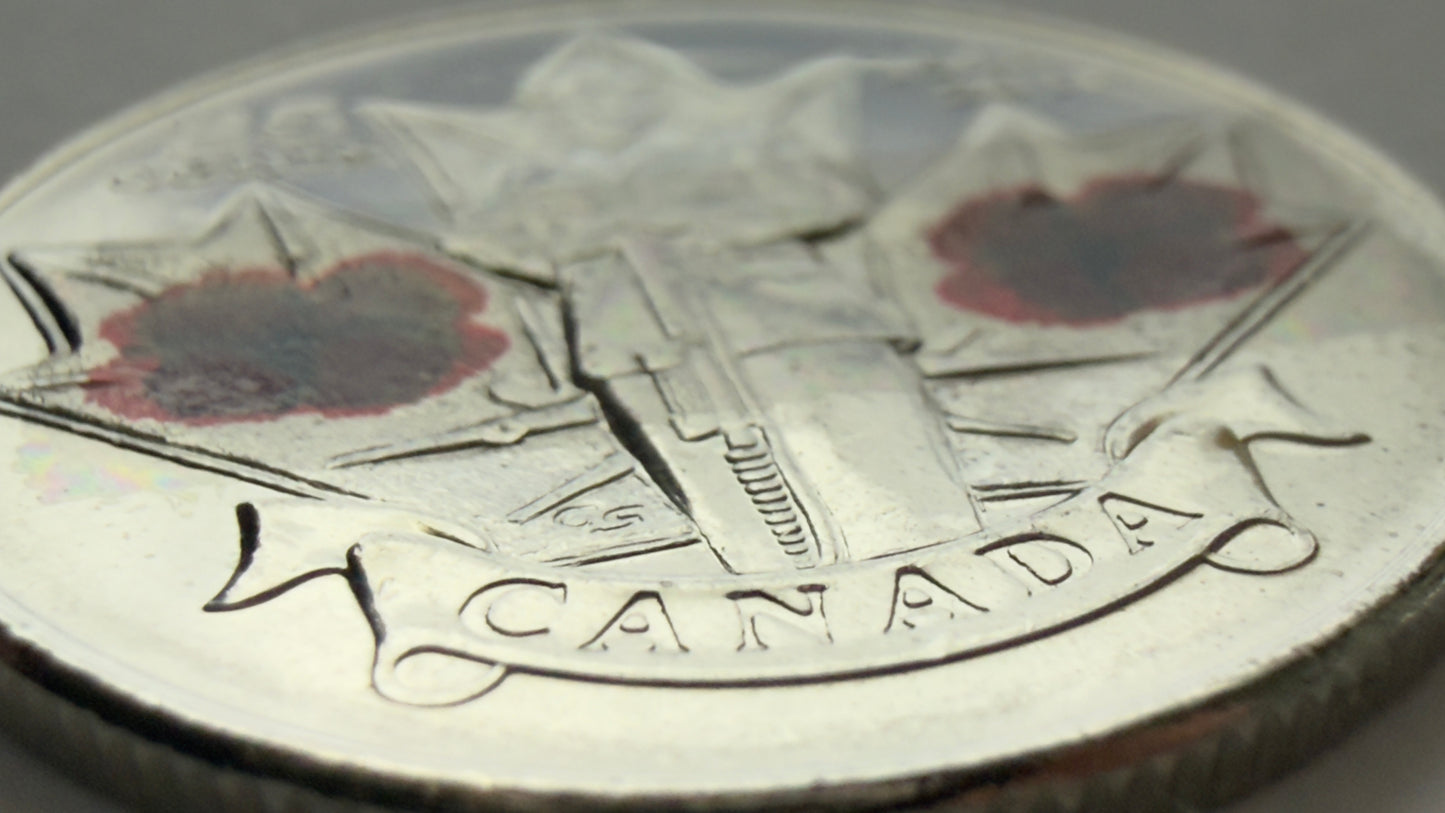 2010 Canadian Poppy Quarter - Coloured Double Poppy - Uncirculated 25 Cent Coin