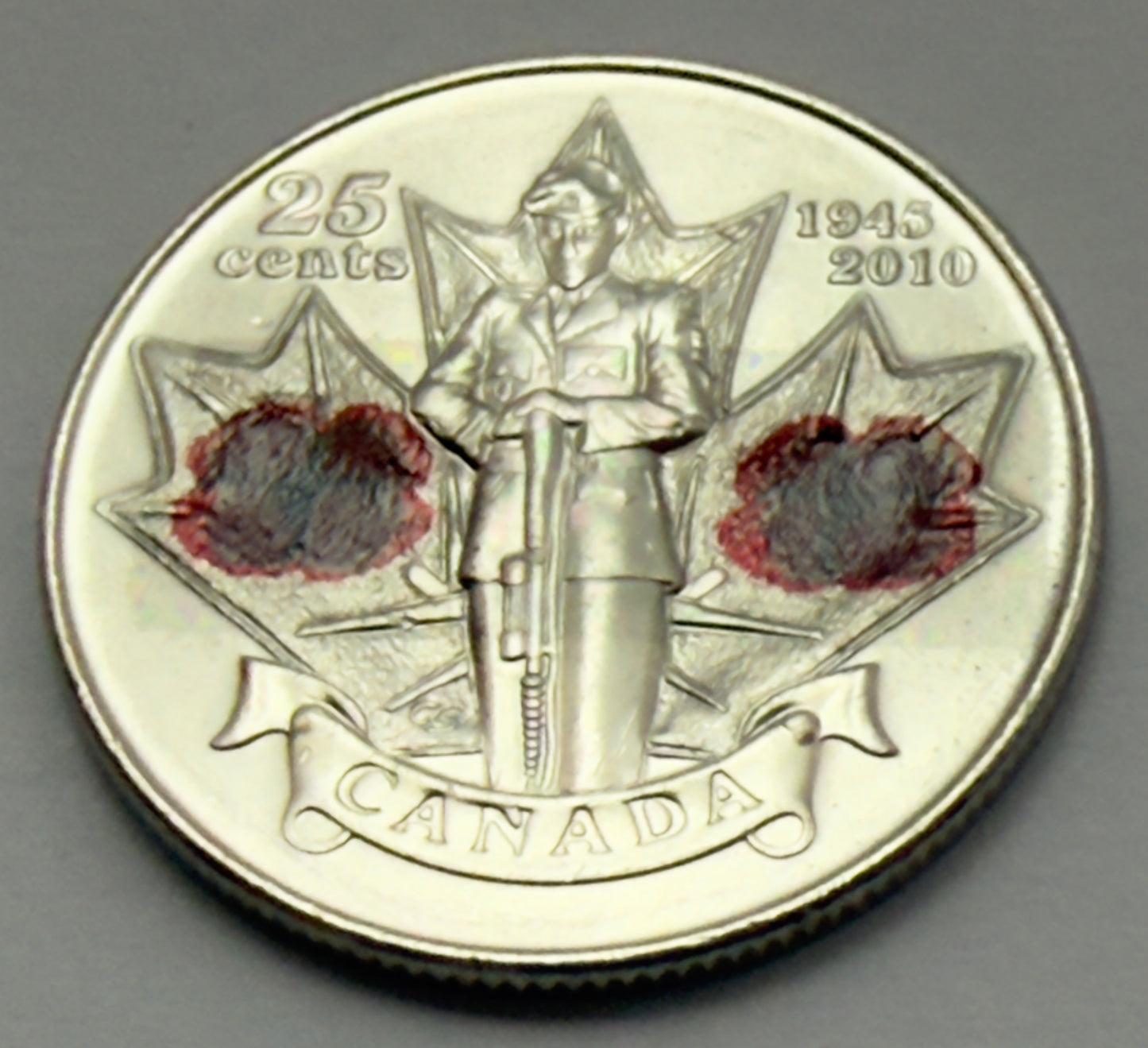2010 Canadian Poppy Quarter - Coloured Double Poppy - Uncirculated 25 Cent Coin