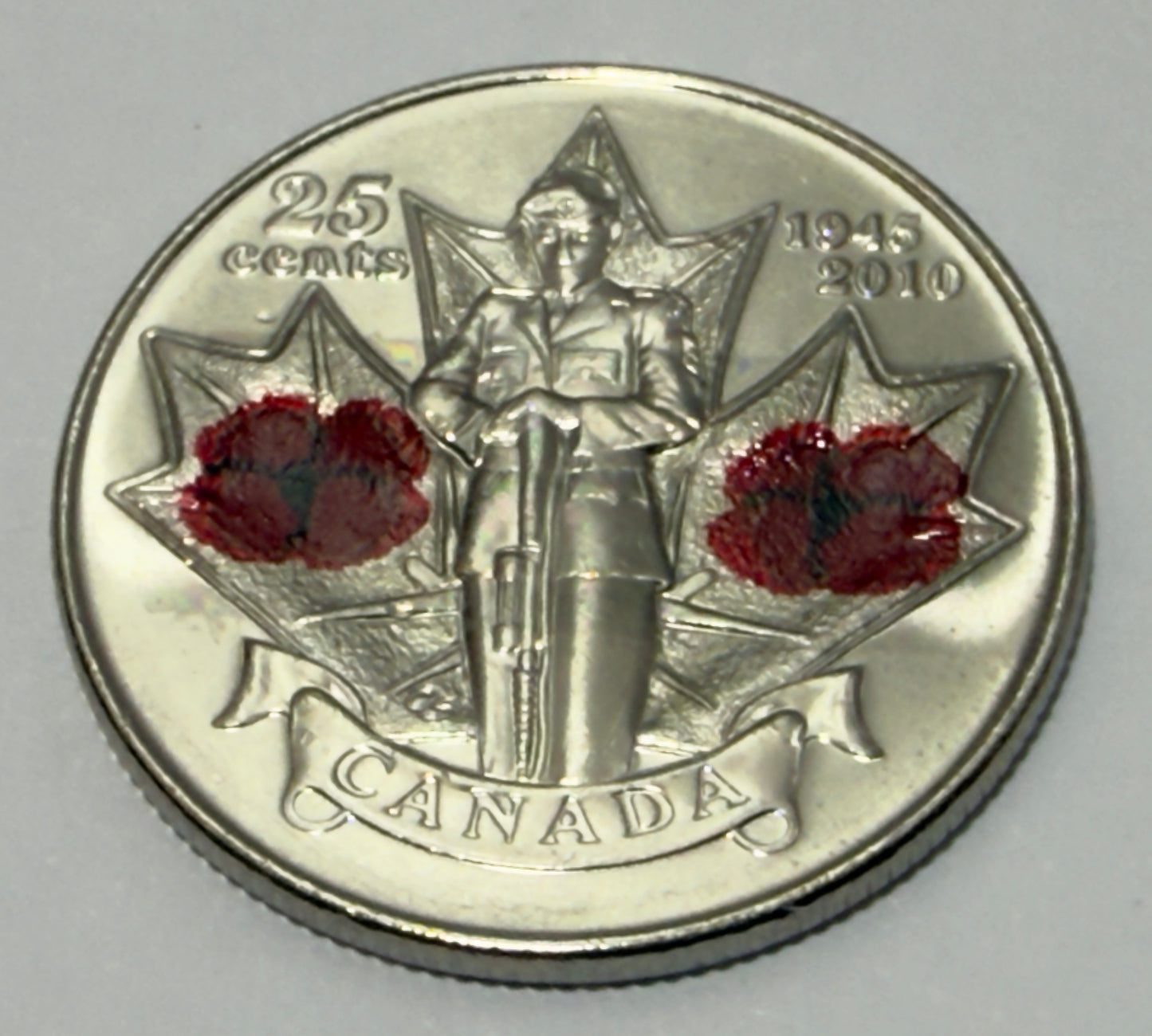 2010 Canadian Poppy Quarter - Coloured Double Poppy - Uncirculated 25 Cent Coin