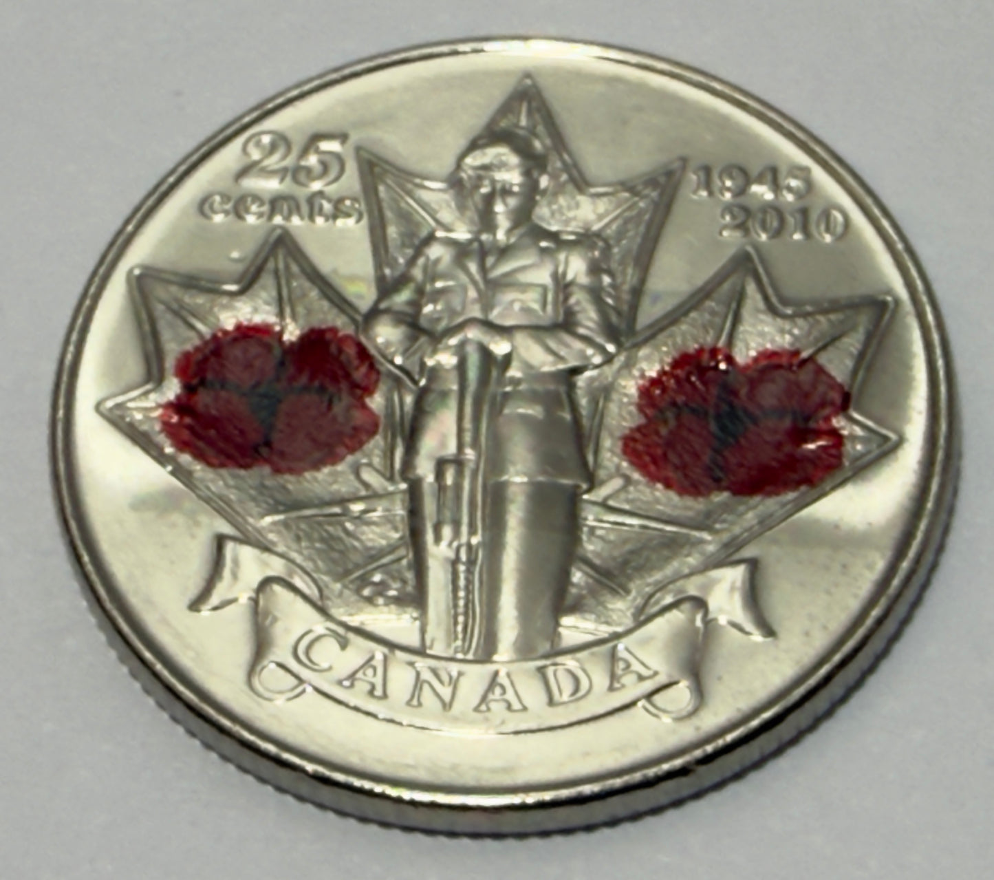2010 Canadian Poppy Quarter - Coloured Double Poppy - Uncirculated 25 Cent Coin