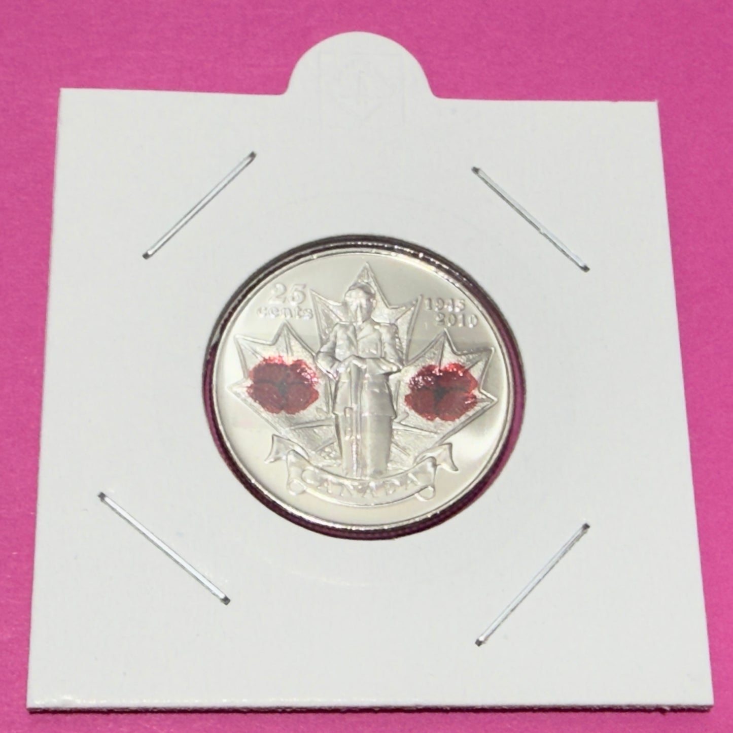 2010 Canadian Poppy Quarter - Coloured Double Poppy - Uncirculated 25 Cent Coin