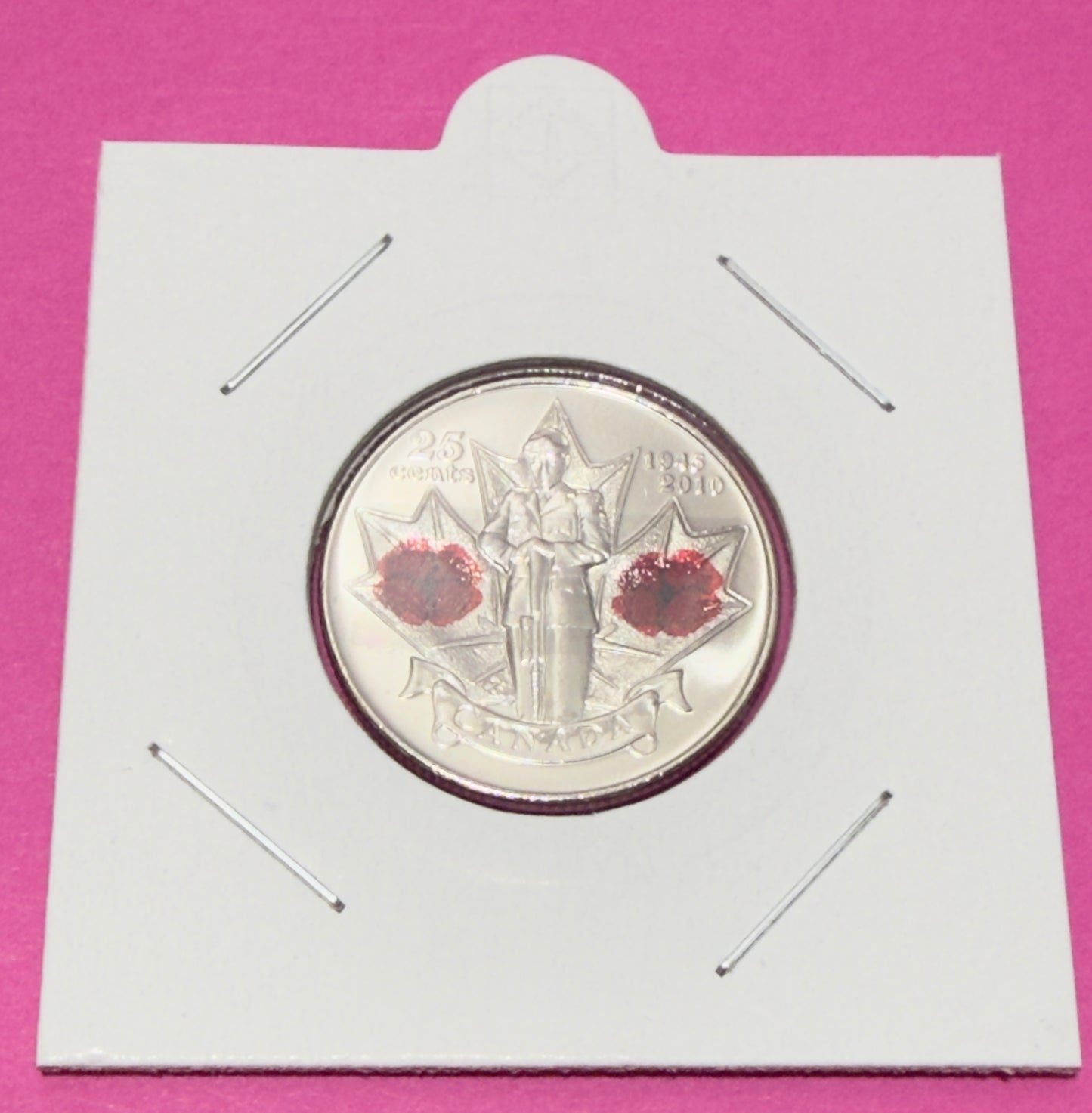2010 Canadian Poppy Quarter - Coloured Double Poppy - Uncirculated 25 Cent Coin