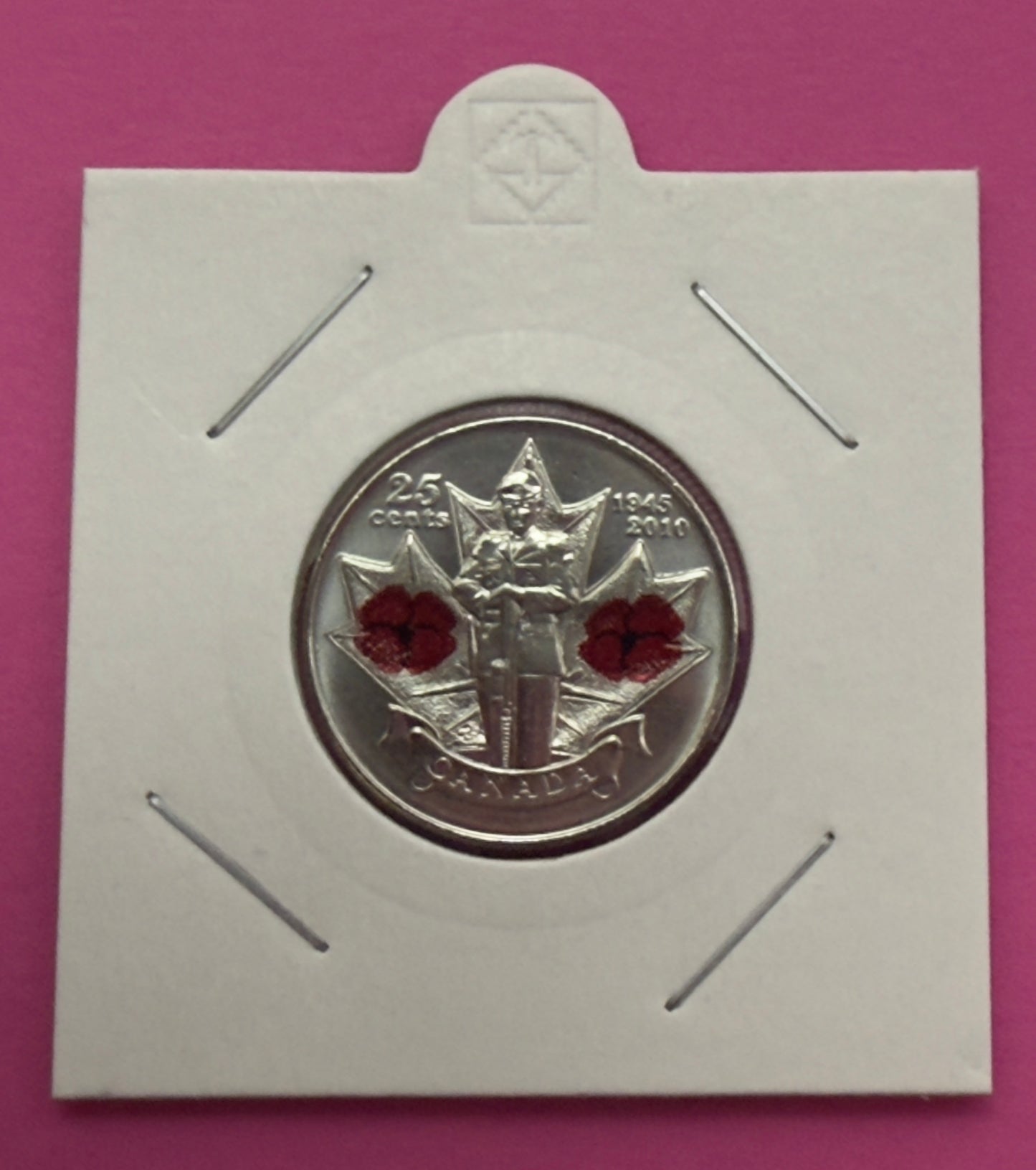 2010 Canadian Poppy Quarter - Coloured Double Poppy - Uncirculated 25 Cent Coin
