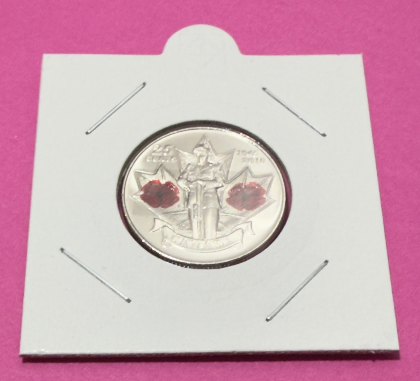 2010 Canadian Poppy Quarter - Coloured Double Poppy - Uncirculated 25 Cent Coin