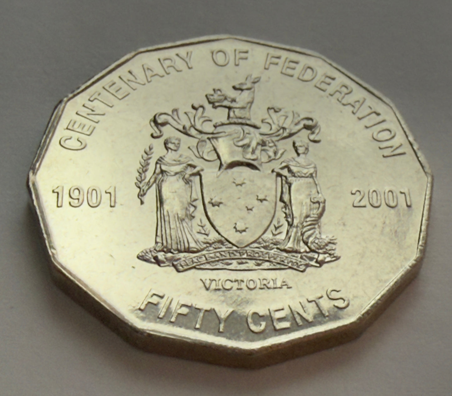 2001 50 Cent Coin - Centenary of Federation VIC - Uncirculated - comes in 2x2