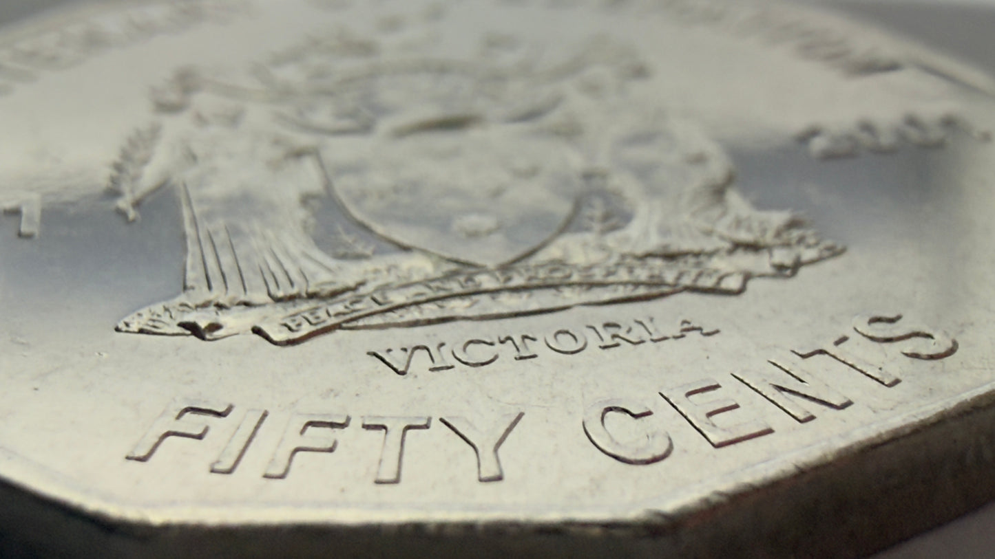 2001 50 Cent Coin - Centenary of Federation VIC - Uncirculated - comes in 2x2