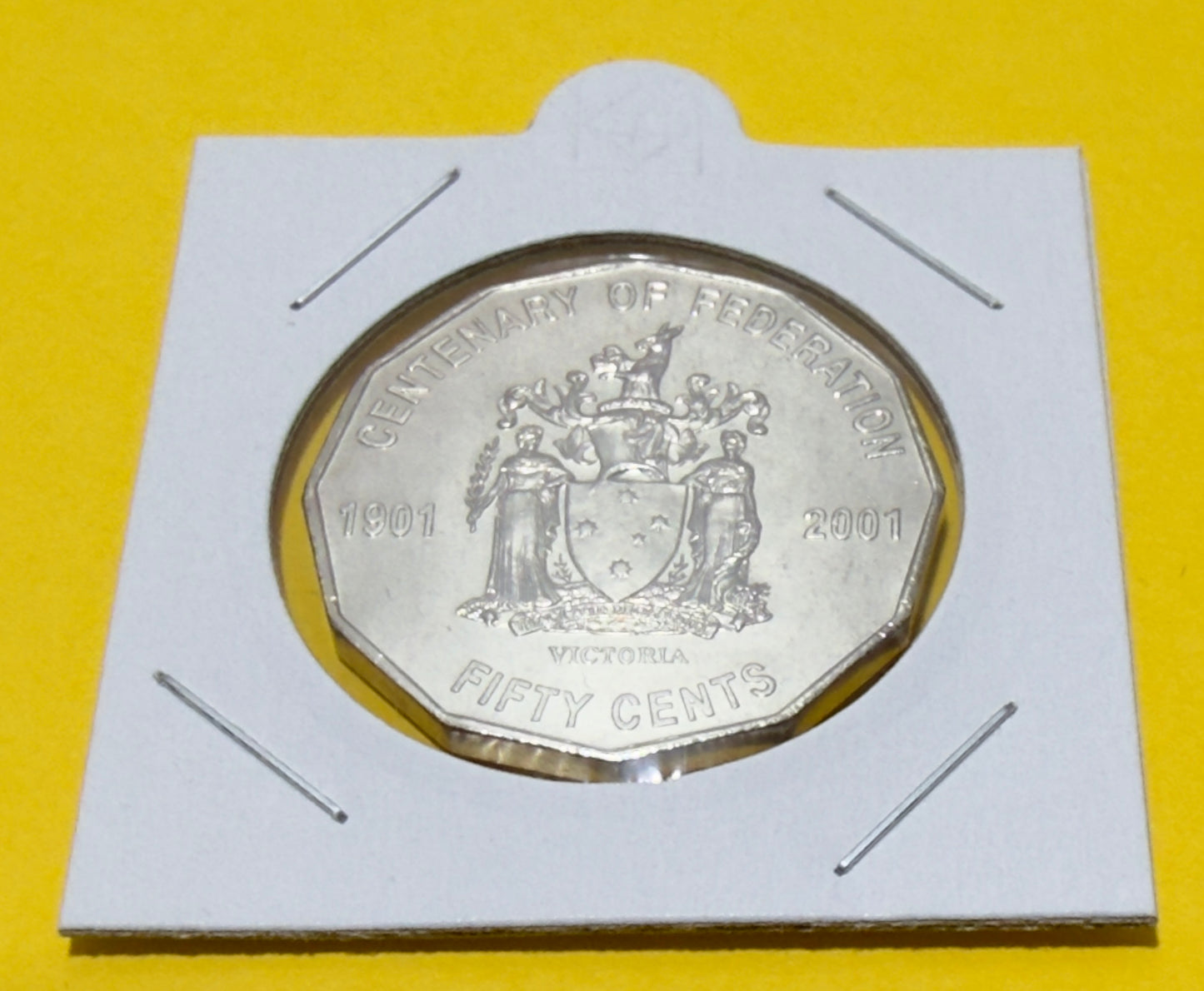 2001 50 Cent Coin - Centenary of Federation VIC - Uncirculated - comes in 2x2
