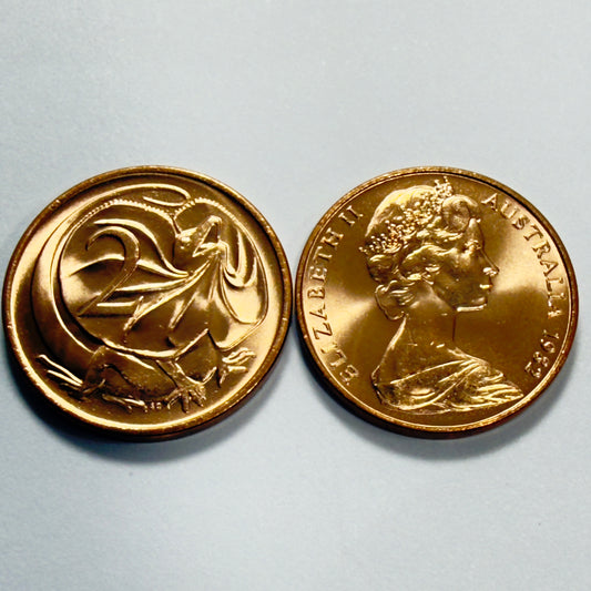1982 2 Cent Coin - Uncirculated - ex Mint roll - Two Cent 2c - comes in 2x2