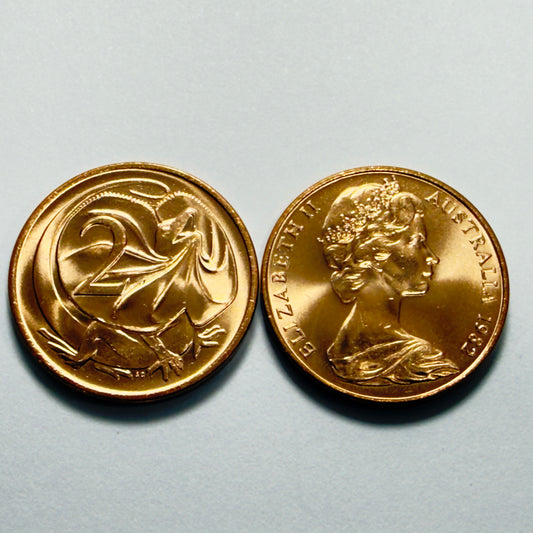 1982 2 Cent Coin - Uncirculated - ex Mint roll - Two Cent 2c - comes in 2x2