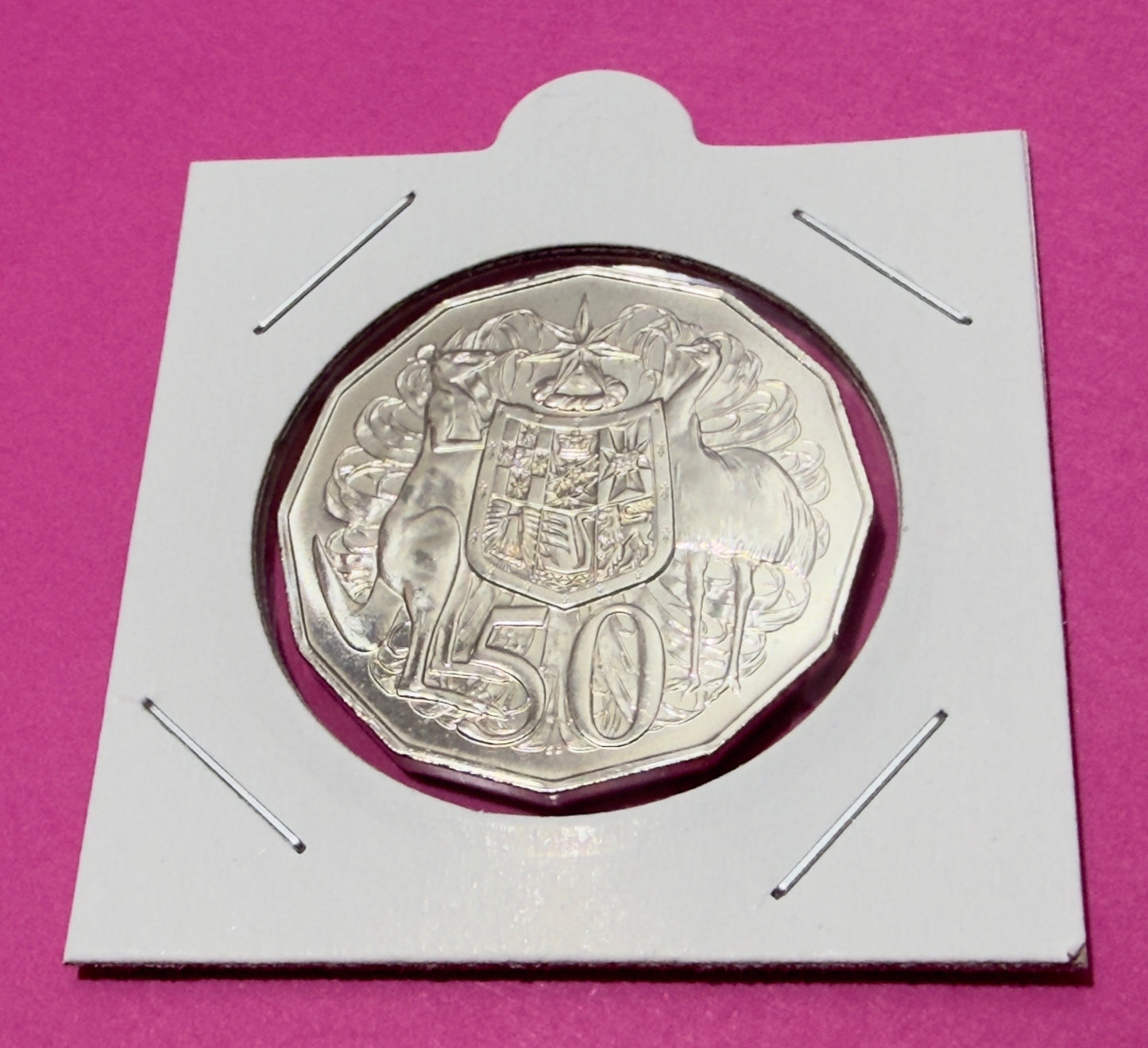 1984 50 Cent Coin - Uncirculated - Ex mint set coin - comes in 2x2
