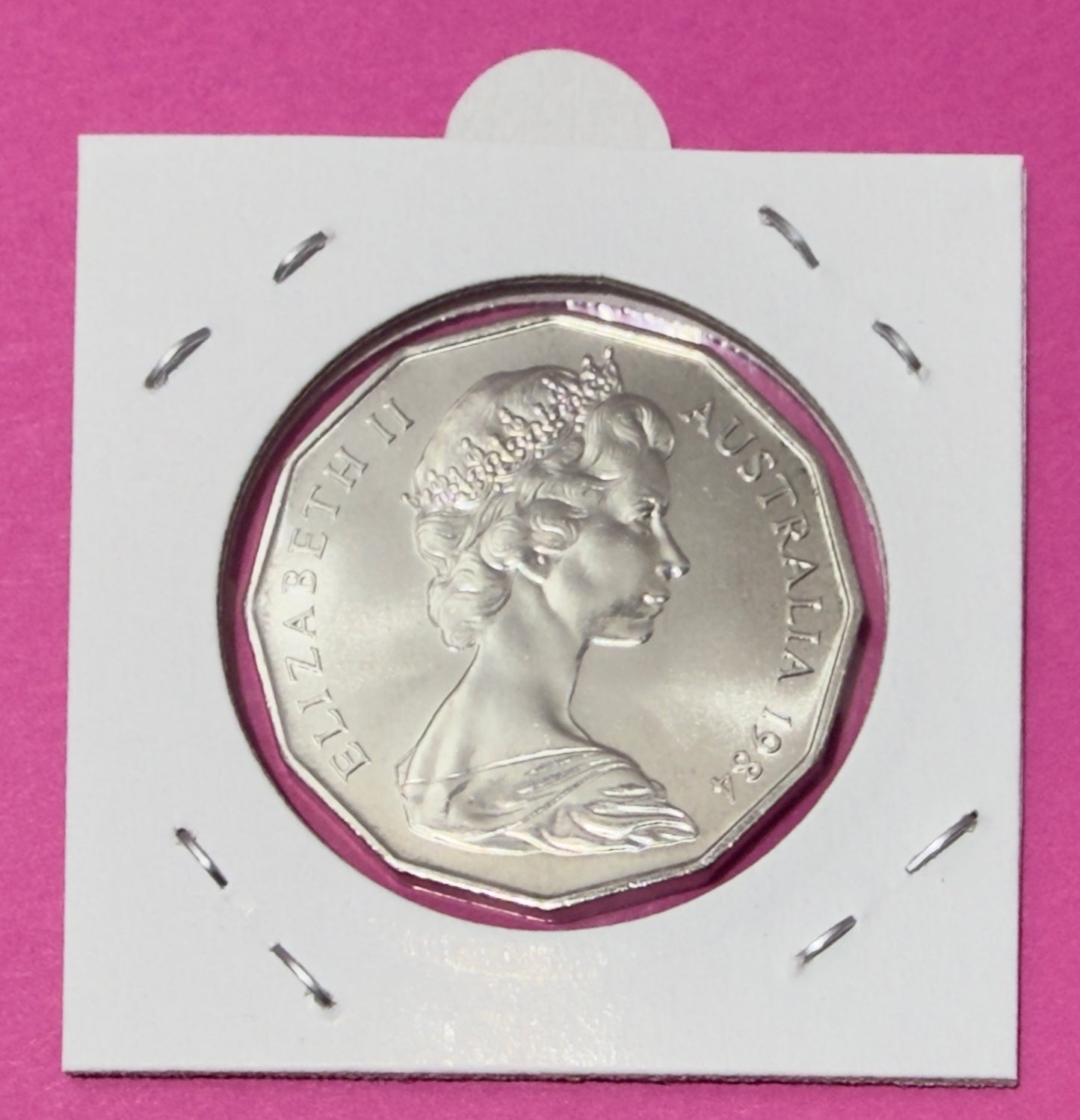 1984 50 Cent Coin - Uncirculated - Ex mint set coin - comes in 2x2