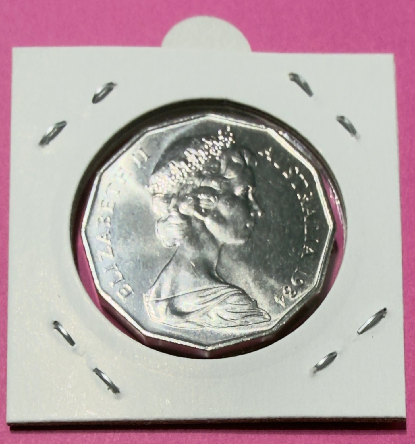 1984 50 Cent Coin - Uncirculated - Ex mint set coin - comes in 2x2